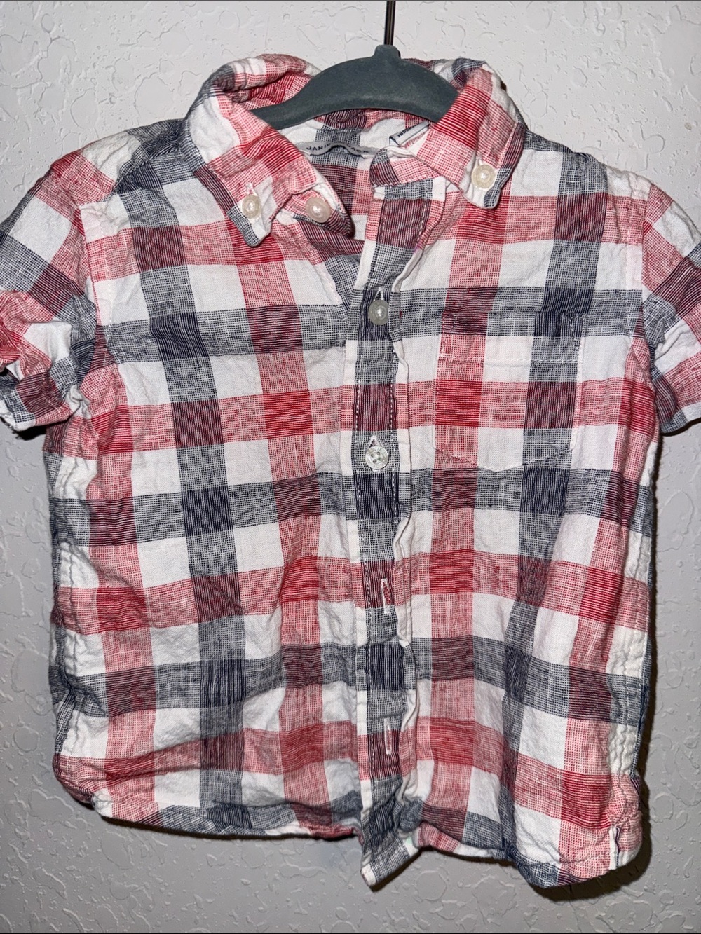 Boys Janie and Jack Red, Blue & White Plaid Button-Down Shirt
